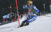 Giuliano Razzoli of Italy skiing in first run of men slalom World Cup race in Schladming, Austria. Slalom race of traditional Schladming Night race and Men FIS Alpine skiing World Cup was held in Schladming, Austria, on 22nd of January 2008.
