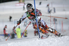 Jukka Leino of Finland skiing in first run of men slalom World Cup race in Schladming, Austria. Slalom race of traditional Schladming Night race and Men FIS Alpine skiing World Cup was held in Schladming, Austria, on 22nd of January 2008.
