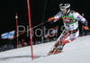 Jukka Leino of Finland skiing in first run of men slalom World Cup race in Schladming, Austria. Slalom race of traditional Schladming Night race and Men FIS Alpine skiing World Cup was held in Schladming, Austria, on 22nd of January 2008.
