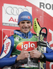 Third placed Manfred Moelgg of Italy  celebrate his success in men slalom World Cup race in Schladming, Austria. Slalom race of traditional Schladming Night race and Men FIS Alpine skiing World Cup was held in Schladming, Austria, on 22nd of January 2008.
