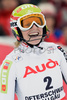 Winner Marlies Schild of Austria reacts in finish of second run of FIS women alpine skiing World Cup slalom race in Ofterschwang, Germany. Slalom World cup race in Ofterschwang, Germany, was held on 27th of January 2008.
