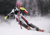 Sandrine Aubert of France skiing in first run of women slalom World Cup race in Zagreb, Croatia. Slalom race of Snow Queen Trophy 2008 and Women FIS Alpine skiing World Cup was held in Zagreb, Croatia, on 15th of February 2008.
