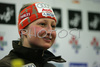 Winner Tanja Poutiainen of Finland in press conference after women slalom World Cup race in Zagreb, Croatia. Slalom race of Snow Queen Trophy 2008 and Women FIS Alpine skiing World Cup was held in Zagreb, Croatia, on 15th of February 2008.
