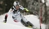 Leader after first run, Mario Matt of Austria skiing in first run of men slalom World Cup race in Zagreb, Croatia. Slalom race of Men FIS Alpine skiing World Cup was held in Zagreb, Croatia, on 17th of February 2008.
