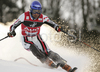 Jean-Baptiste Grange of France skiing in first run of men slalom World Cup race in Zagreb, Croatia. Slalom race of Men FIS Alpine skiing World Cup was held in Zagreb, Croatia, on 17th of February 2008.

