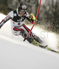 Julien Lizeroux of France skiing in first run of men slalom World Cup race in Zagreb, Croatia. Slalom race of Men FIS Alpine skiing World Cup was held in Zagreb, Croatia, on 17th of February 2008.
