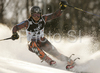 Fifth placed after first run, Akira Sasaki of Japan skiing in first run of men slalom World Cup race in Zagreb, Croatia. Slalom race of Men FIS Alpine skiing World Cup was held in Zagreb, Croatia, on 17th of February 2008.
