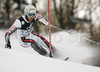 Steve Missillier of France skiing in first run of men slalom World Cup race in Zagreb, Croatia. Slalom race of Men FIS Alpine skiing World Cup was held in Zagreb, Croatia, on 17th of February 2008.
