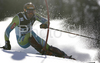 Mitja Valencic of Slovenia skiing in first run of men slalom World Cup race in Zagreb, Croatia. Slalom race of Men FIS Alpine skiing World Cup was held in Zagreb, Croatia, on 17th of February 2008.
