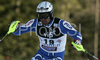 Fourth placed Giorgio Rocca of Italy skiing in second run of men slalom World Cup race in Zagreb, Croatia. Slalom race of Men FIS Alpine skiing World Cup was held in Zagreb, Croatia, on 17th of February 2008.
