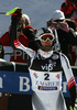 Winner Mario Matt of Austria celebrating in finish of second run of men slalom World Cup race in Zagreb, Croatia. Slalom race of Men FIS Alpine skiing World Cup was held in Zagreb, Croatia, on 17th of February 2008.
