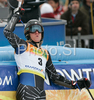 Winner Ted Ligety of USA reacts in finish of men giant slalom World Cup race in Kranjska Gora, Slovenia. Giant slalom race of Men FIS Alpine skiing World Cup was held in Kranjska Gora, Slovenia, on 8th of March 2008.
