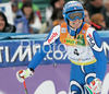 Second placed Manfred Moelgg of Italy reacts in finish of men giant slalom World Cup race in Kranjska Gora, Slovenia. Giant slalom race of Men FIS Alpine skiing World Cup was held in Kranjska Gora, Slovenia, on 8th of March 2008.
