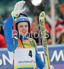 Second placed Manfred Moelgg of Italy reacts in finish of men giant slalom World Cup race in Kranjska Gora, Slovenia. Giant slalom race of Men FIS Alpine skiing World Cup was held in Kranjska Gora, Slovenia, on 8th of March 2008.
