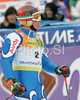 Third placed Massimiliano Blardone of Italy reacts in finish of men giant slalom World Cup race in Kranjska Gora, Slovenia. Giant slalom race of Men FIS Alpine skiing World Cup was held in Kranjska Gora, Slovenia, on 8th of March 2008.
