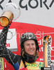 Winner Ted Ligety of USA (M), second placed Manfred Moelgg of Italy (L) and third placed Massimiliano Blardone of Italy (R) celebrate their medals won in men giant slalom World Cup race in Kranjska Gora, Slovenia. Giant slalom race of Men FIS Alpine skiing World Cup was held in Kranjska Gora, Slovenia, on 8th of March 2008.
