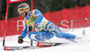 Third placed Massimiliano Blardone of Italy skiing in second run of men giant slalom World Cup race in Kranjska Gora, Slovenia. Giant slalom race of Men FIS Alpine skiing World Cup was held in Kranjska Gora, Slovenia, on 8th of March 2008.
