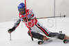 Fourth placed after first run, Jean-Baptiste Grange of France  skiing in first run of men slalom World Cup race in Kranjska Gora, Slovenia. Slalom race of Men FIS Alpine skiing World Cup was held in Kranjska Gora, Slovenia, on 9th of March 2008.
