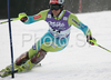 Mitja Dragsic of Slovenia  skiing in first run of men slalom World Cup race in Kranjska Gora, Slovenia. Slalom race of Men FIS Alpine skiing World Cup was held in Kranjska Gora, Slovenia, on 9th of March 2008.
