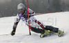 Alexandre Anselmet of France  skiing in first run of men slalom World Cup race in Kranjska Gora, Slovenia. Slalom race of Men FIS Alpine skiing World Cup was held in Kranjska Gora, Slovenia, on 9th of March 2008.
