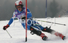 Jacopo Di Ronco of Italy skiing in first run of men slalom World Cup race in Kranjska Gora, Slovenia. Slalom race of Men FIS Alpine skiing World Cup was held in Kranjska Gora, Slovenia, on 9th of March 2008.

