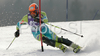 Ales Gorza of Slovenia skiing in first run of men slalom World Cup race in Kranjska Gora, Slovenia. Slalom race of Men FIS Alpine skiing World Cup was held in Kranjska Gora, Slovenia, on 9th of March 2008.

