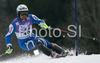 10th placed Giorgio Rocca of Italy  skiing in second run of men slalom World Cup race in Kranjska Gora, Slovenia. Slalom race of Men FIS Alpine skiing World Cup was held in Kranjska Gora, Slovenia, on 9th of March 2008.
