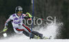 9th placed Julien Lizeroux of France  skiing in second run of men slalom World Cup race in Kranjska Gora, Slovenia. Slalom race of Men FIS Alpine skiing World Cup was held in Kranjska Gora, Slovenia, on 9th of March 2008.
