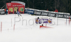 Winner Manfred Moelgg of Italy  skiing in second run of men slalom World Cup race in Kranjska Gora, Slovenia. Slalom race of Men FIS Alpine skiing World Cup was held in Kranjska Gora, Slovenia, on 9th of March 2008.

