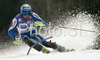 Winner Manfred Moelgg of Italy  skiing in second run of men slalom World Cup race in Kranjska Gora, Slovenia. Slalom race of Men FIS Alpine skiing World Cup was held in Kranjska Gora, Slovenia, on 9th of March 2008.
