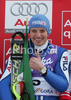 Winner Manfred Moelgg of Italy celebrates his victory in men slalom World Cup race in Kranjska Gora, Slovenia. Slalom race of Men FIS Alpine skiing World Cup was held in Kranjska Gora, Slovenia, on 9th of March 2008.
