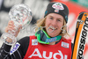 Ted Ligety of the United States holds the crystal ball trophy of the mens giant slalom discipline title at the alpine ski World Cup finals in Bormio, Italy, Friday, March 14, 2008.
