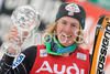 Ted Ligety of the United States holds the crystal ball trophy of the mens giant slalom discipline title at the alpine ski World Cup finals in Bormio, Italy, Friday, March 14, 2008.
