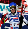 Kathrin Zettel of Austria reacts in finish of first run of Women giant slalom Audi FIS Ski World Cup 2008-09 opening race. First race of Women Audi FIS Ski World Cup season 2008-09 was held on Saturday, 25th of October 2008 in Soelden, Austria.
