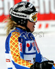 Anja Paerson of Sweden reacts in finish of first run of Women giant slalom Audi FIS Ski World Cup 2008-09 opening race. First race of Women Audi FIS Ski World Cup season 2008-09 was held on Saturday, 25th of October 2008 in Soelden, Austria.
