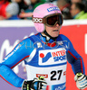 Chemmy Alcott of Great Britain reacts in finish of first run of Women giant slalom Audi FIS Ski World Cup 2008-09 opening race. First race of Women Audi FIS Ski World Cup season 2008-09 was held on Saturday, 25th of October 2008 in Soelden, Austria.
