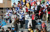 Finnish spectators during first race of Women Audi FIS Ski World Cup season 2008-09 which was held on Saturday, 25th of October 2008 in Soelden, Austria.
