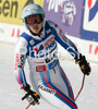 Marie Marchand-Arvier of France reacts in finish of second run of Women giant slalom Audi FIS Ski World Cup 2008-09 opening race. First race of Women Audi FIS Ski World Cup season 2008-09 was held on Saturday, 25th of October 2008 in Soelden, Austria.
