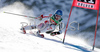 Second placed after first run Benjamin Raich of Austria skiing during first run of Men giant slalom Audi FIS Ski World Cup 2008-09 opening race. First race of Men Audi FIS Ski World Cup season 2008-09 was held on Sunday, 26th of October 2008 in Soelden, Austria.
