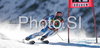 Third placed after first run Didier Cuche of Switzerland skiing during first run of Men giant slalom Audi FIS Ski World Cup 2008-09 opening race. First race of Men Audi FIS Ski World Cup season 2008-09 was held on Sunday, 26th of October 2008 in Soelden, Austria.
