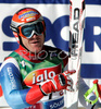 Didier Cuche of Switzerland reacts in finish of second run of Men giant slalom Audi FIS Ski World Cup 2008-09 opening race. First race of Men Audi FIS Ski World Cup season 2008-09 was held on Sunday, 26th of October 2008 in Soelden, Austria.
