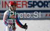 Cyprien Richard of France reacts in finish of second run of Men giant slalom Audi FIS Ski World Cup 2008-09 opening race. First race of Men Audi FIS Ski World Cup season 2008-09 was held on Sunday, 26th of October 2008 in Soelden, Austria.
