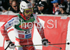 Marcus Sandell of Finland reacts in finish of second run of Men giant slalom Audi FIS Ski World Cup 2008-09 opening race. First race of Men Audi FIS Ski World Cup season 2008-09 was held on Sunday, 26th of October 2008 in Soelden, Austria.
