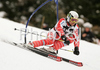 Jukka Leino of Finland skiing in first run of Alta Badia Men giant slalom race of Audi FIS Ski World Cup 2008-09. Giant slalom race of Men Audi FIS Ski World Cup 2008-09 was traditionally held on Gran Risa course in Alta Badia, Italy, on Sunday, 21st of December 2008.
