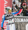 Thomas Mermillod Blondin of France reacts in finish of second run of Alta Badia Men giant slalom race of Audi FIS Ski World Cup 2008-09. Giant slalom race of Men Audi FIS Ski World Cup 2008-09 was traditionally held on Gran Risa course in Alta Badia, Italy, on Sunday, 21st of December 2008.
