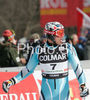 Aksel Lund Svindal of Norway reacts in finish of second run of Alta Badia Men giant slalom race of Audi FIS Ski World Cup 2008-09. Giant slalom race of Men Audi FIS Ski World Cup 2008-09 was traditionally held on Gran Risa course in Alta Badia, Italy, on Sunday, 21st of December 2008.
