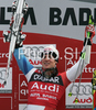 Winner Daniel Albrecht of Switzerland celebrates his medal won in Alta Badia Men giant slalom race of Audi FIS Ski World Cup 2008-09. Giant slalom race of Men Audi FIS Ski World Cup 2008-09 was traditionally held on Gran Risa course in Alta Badia, Italy, on Sunday, 21st of December 2008.
