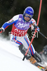 Second after first run, Jean-Baptiste  Grange of France clears a gate during the mens alpine ski World Cup Slalom race in Alta Badia, Italy, Monday, December 22, 2008.

