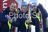 From left : Giorgio Rocca of Italy poses with his teammates Manfred Moelgg and Patrick Thaler after the mens alpine ski World Cup Slalom race in Alta Badia, Italy, Monday, December 22, 2008.
