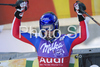 Jean-Baptiste Grange of France celebrates after the mens alpine ski World Cup Slalom race in Alta Badia, Italy, Monday, December 22, 2008.

